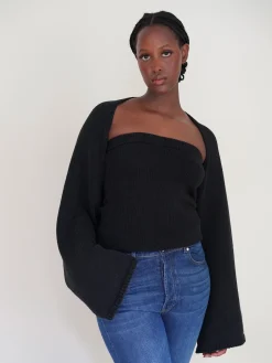 New Djerf Avenue Knitted Shrug Black