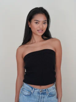 Online Djerf Avenue Knitted Tube Top Black