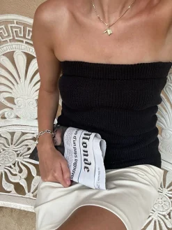 Online Djerf Avenue Knitted Tube Top Black