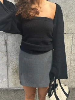 Online Djerf Avenue Knitted Tube Top Black