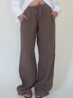 Outlet Djerf Avenue Linen Pants Brown