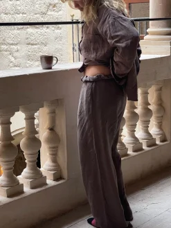 Outlet Djerf Avenue Linen Pants Brown