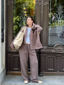 Outlet Djerf Avenue Linen Pants Brown