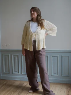 Discount Djerf Avenue Linen Pants Tall Brown
