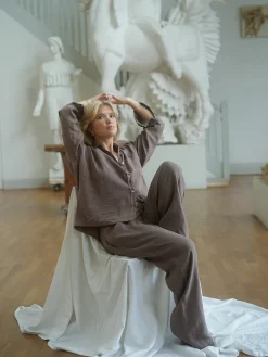 Discount Djerf Avenue Linen Pants Tall Brown