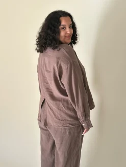 Discount Djerf Avenue Linen Shirt Brown