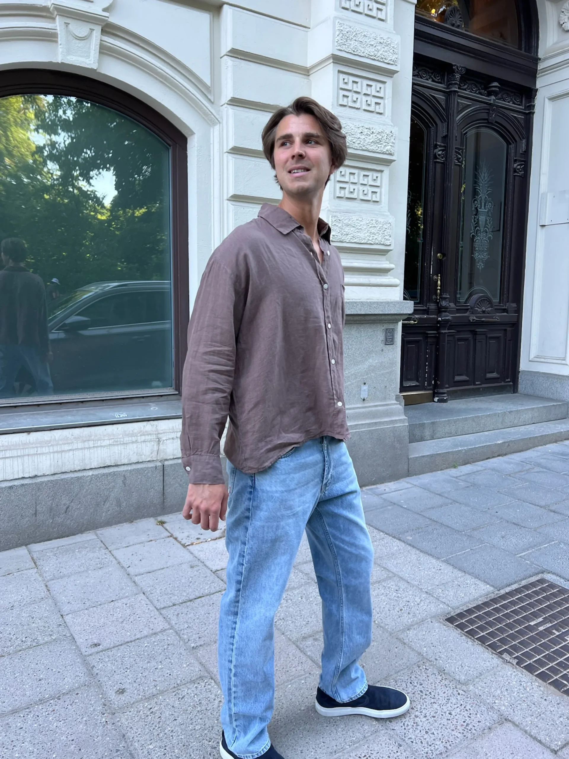 Discount Djerf Avenue Linen Shirt Brown