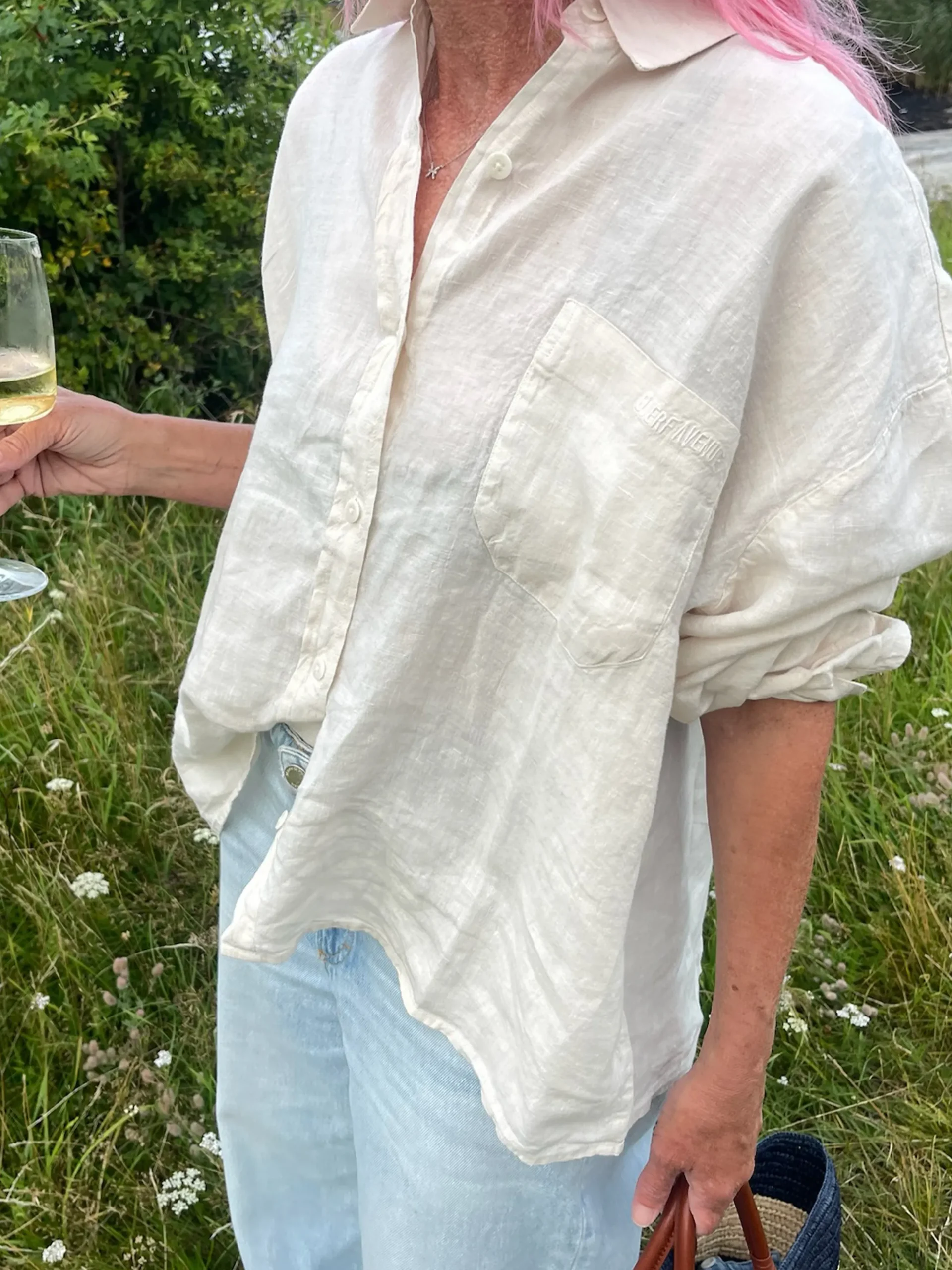 Clearance Djerf Avenue Linen Shirt Cream