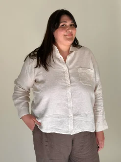 Clearance Djerf Avenue Linen Shirt Cream