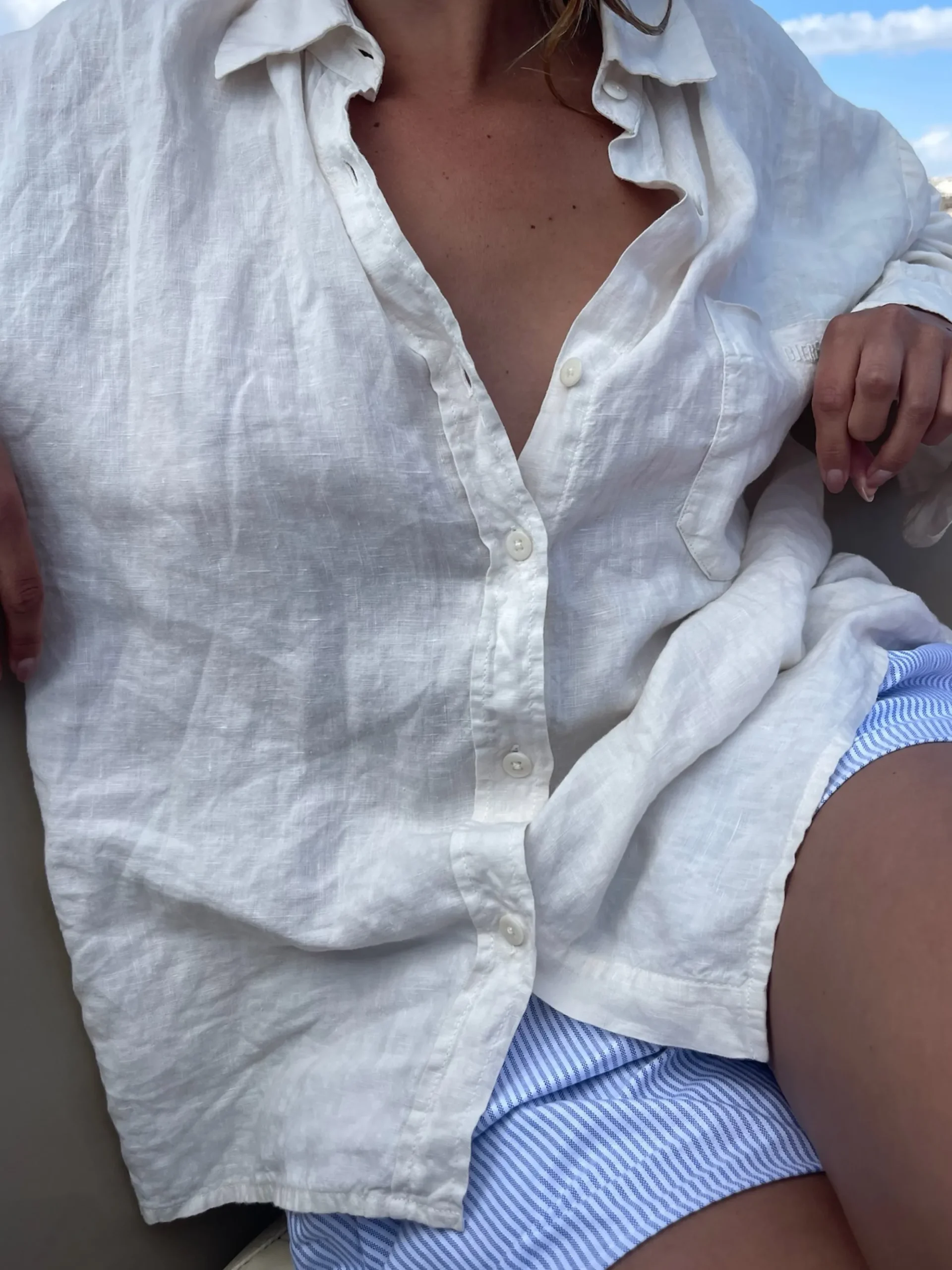 Clearance Djerf Avenue Linen Shirt Cream