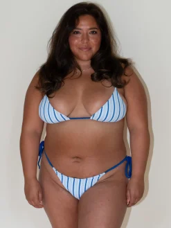 New Djerf Avenue Lumia Terry Bikini Top Seaside Stripe