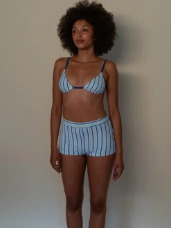 New Djerf Avenue Lumia Terry Bikini Top Seaside Stripe