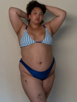 New Djerf Avenue Lumia Terry Bikini Top Seaside Stripe