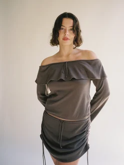 Store Djerf Avenue Morena Off Shoulder Top Brown