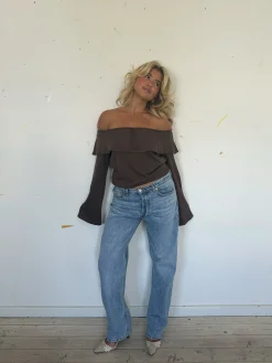 Store Djerf Avenue Morena Off Shoulder Top Brown