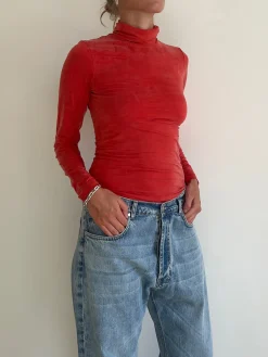 Outlet Djerf Avenue Occasion Turtleneck Top Red