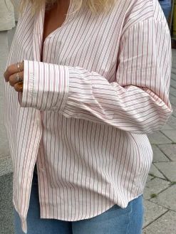 Hot Djerf Avenue Poplin Classic Shirt Pink stripe