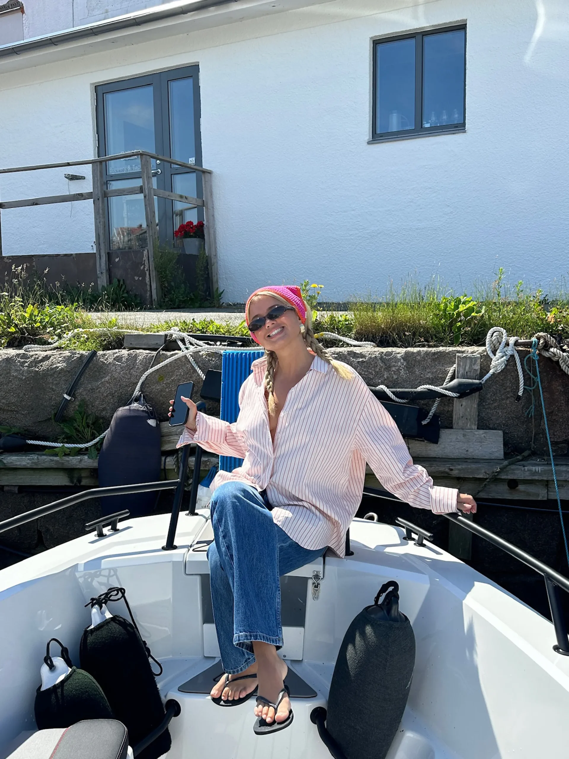 Hot Djerf Avenue Poplin Classic Shirt Pink stripe