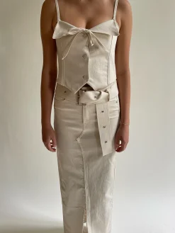 Outlet Djerf Avenue Remake Denim Butterfly Belt Cream