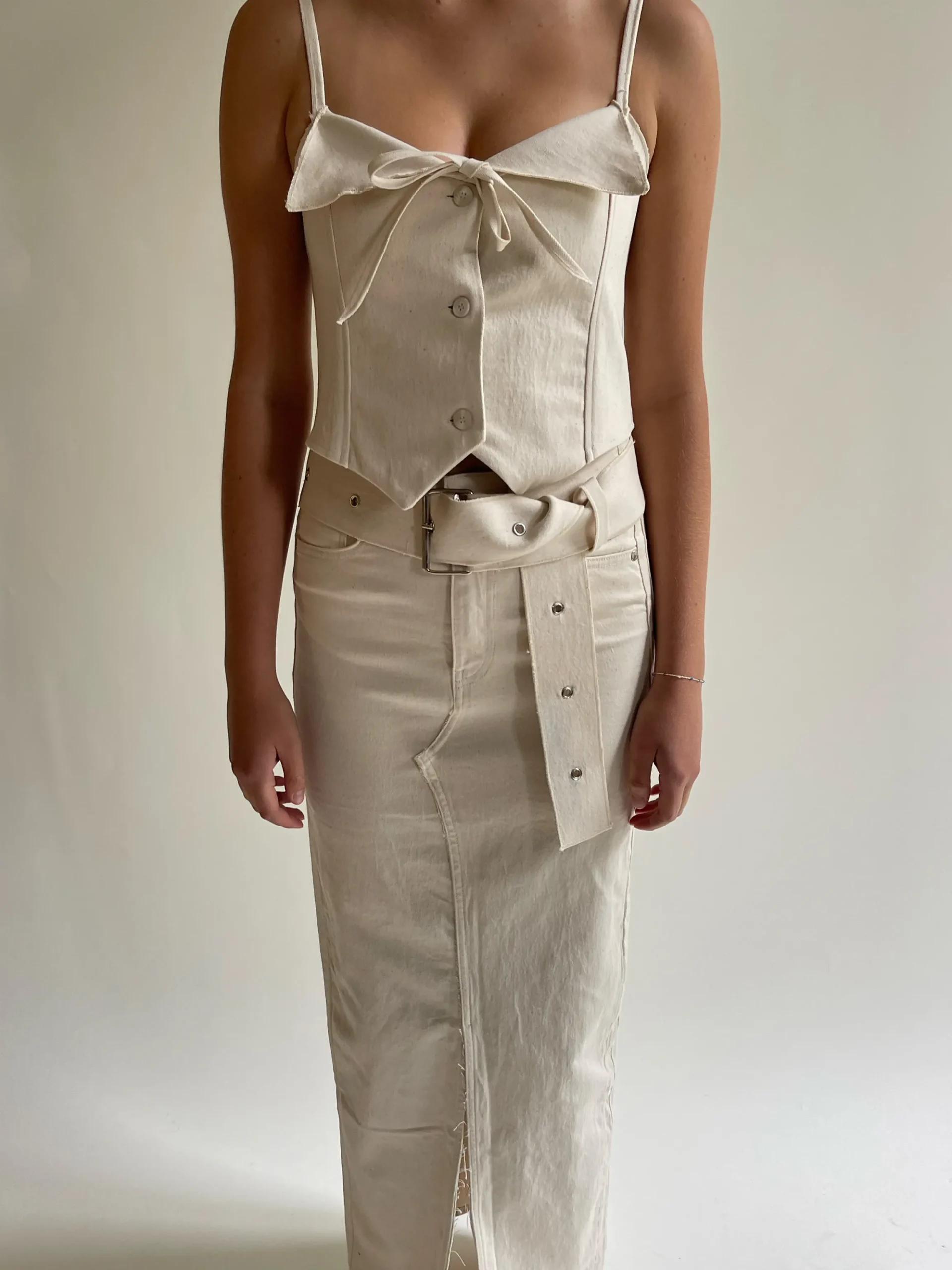 Outlet Djerf Avenue Remake Denim Butterfly Belt Cream