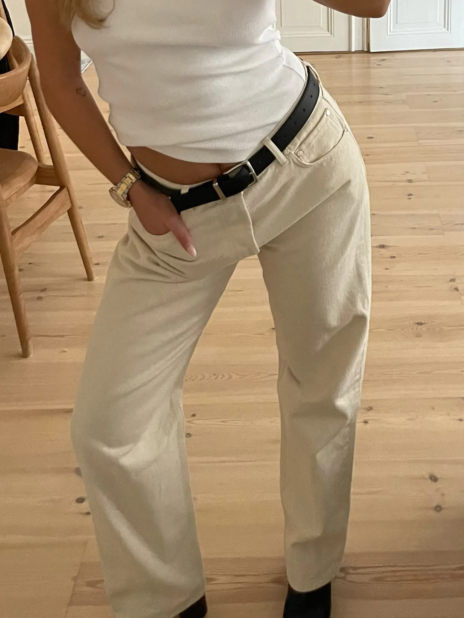 Outlet Djerf Avenue Remake Denim Butterfly Belt Cream