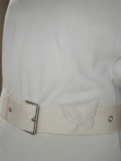 Outlet Djerf Avenue Remake Denim Butterfly Belt Cream