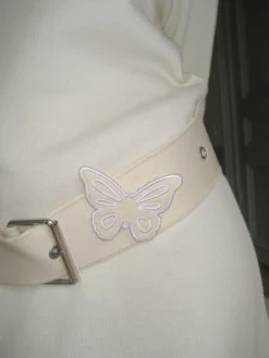 Outlet Djerf Avenue Remake Denim Butterfly Belt Cream