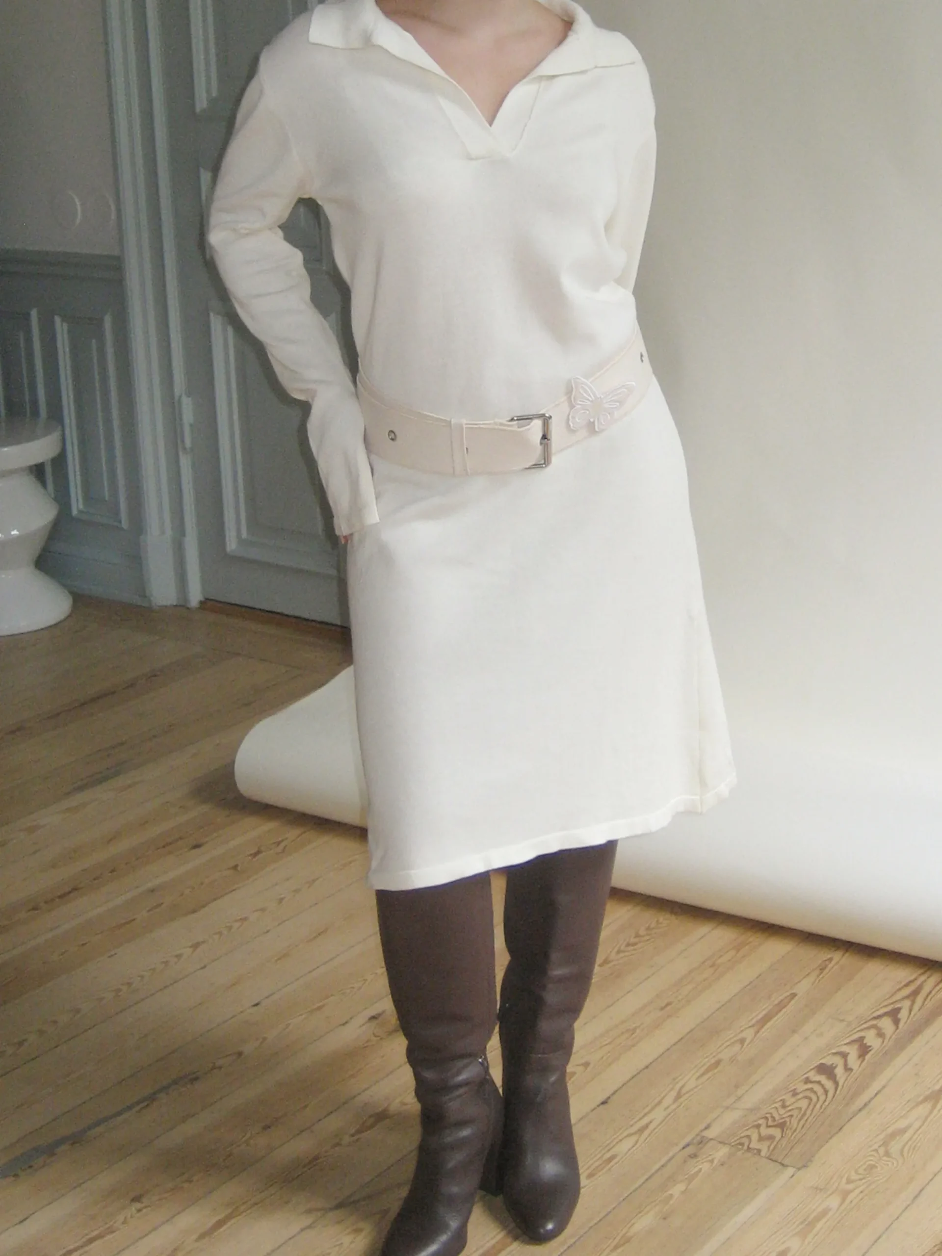 Outlet Djerf Avenue Remake Denim Butterfly Belt Cream