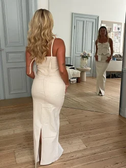 Sale Djerf Avenue Remake Denim Top Cream Cloud