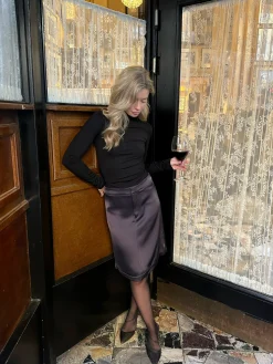 Hot Djerf Avenue Satin A-lined Skirt Anthracite