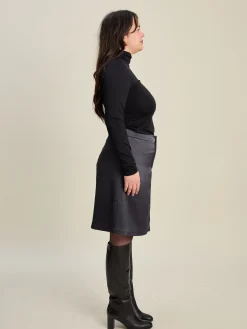 Hot Djerf Avenue Satin A-lined Skirt Anthracite