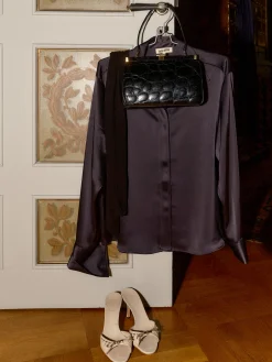 Online Djerf Avenue Satin Shirt Anthracite