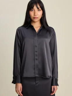Online Djerf Avenue Satin Shirt Anthracite