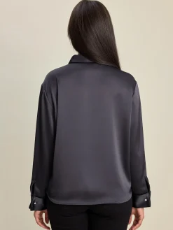 Online Djerf Avenue Satin Shirt Anthracite