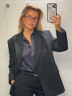 Online Djerf Avenue Satin Shirt Anthracite