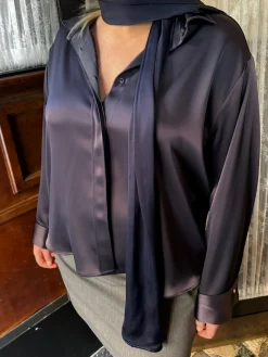 Online Djerf Avenue Satin Shirt Anthracite