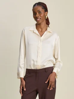 Online Djerf Avenue Satin Shirt Ivory