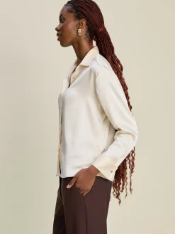 Online Djerf Avenue Satin Shirt Ivory