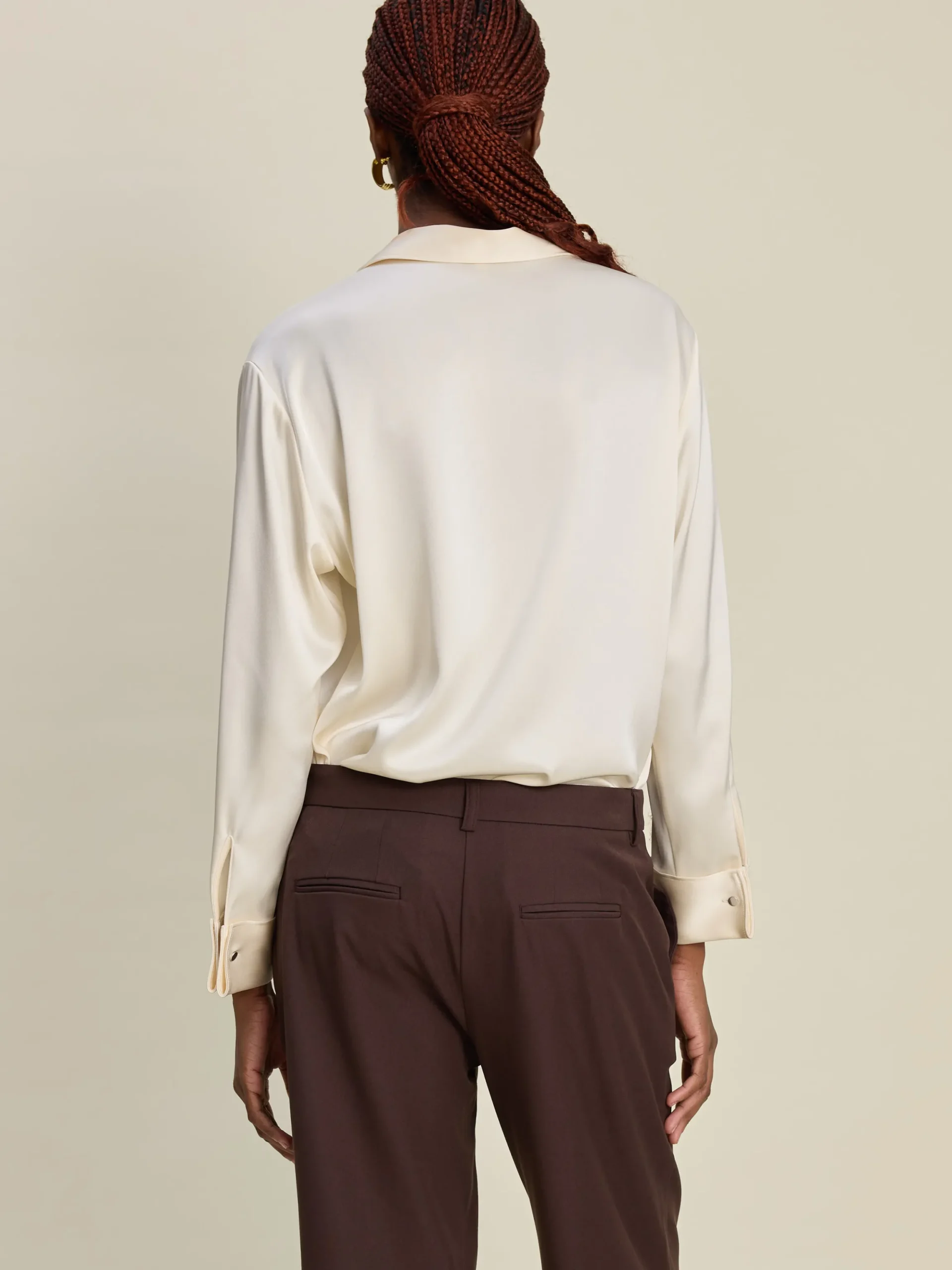 Online Djerf Avenue Satin Shirt Ivory