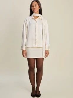 Online Djerf Avenue Satin Shirt Ivory