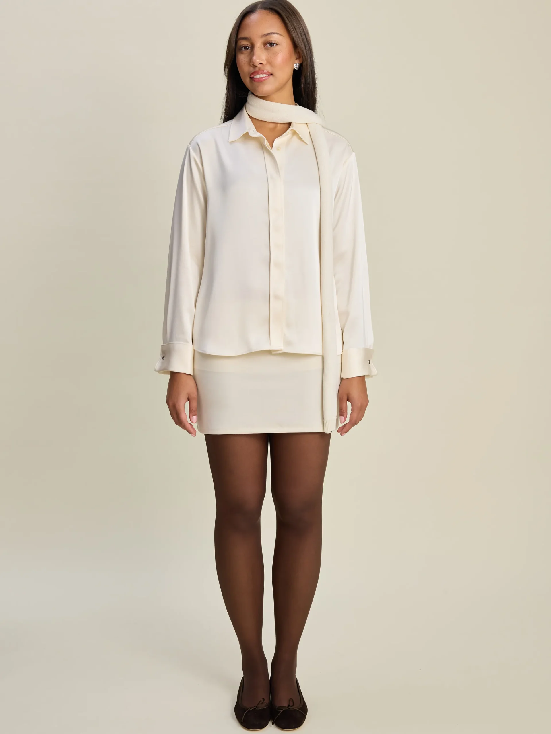 Online Djerf Avenue Satin Shirt Ivory