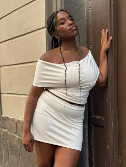 Best Sale Djerf Avenue Selenite Off Shoulder Top Cream