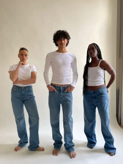 Store Djerf Avenue Straight Jeans Mid Blue