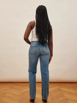 Store Djerf Avenue Straight Jeans Mid Blue - Tall