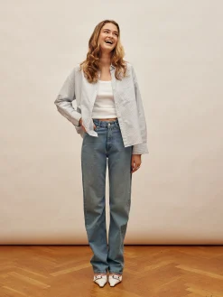 Store Djerf Avenue Straight Jeans Mid Blue - Tall