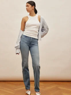 Store Djerf Avenue Straight Jeans Mid Blue - Tall