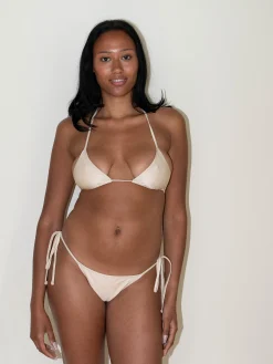 Cheap Djerf Avenue Sunrise Satin Bikini Top Sand Castle