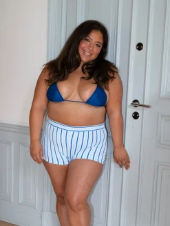 Cheap Djerf Avenue Sunrise Satin Bikini Top Deep Blue