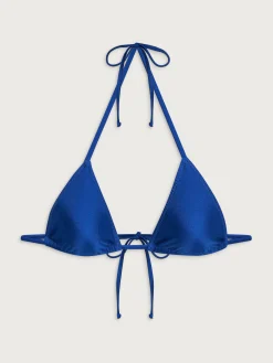 Cheap Djerf Avenue Sunrise Satin Bikini Top Deep Blue