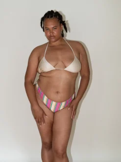 Cheap Djerf Avenue Sunrise Satin Bikini Top Sand Castle